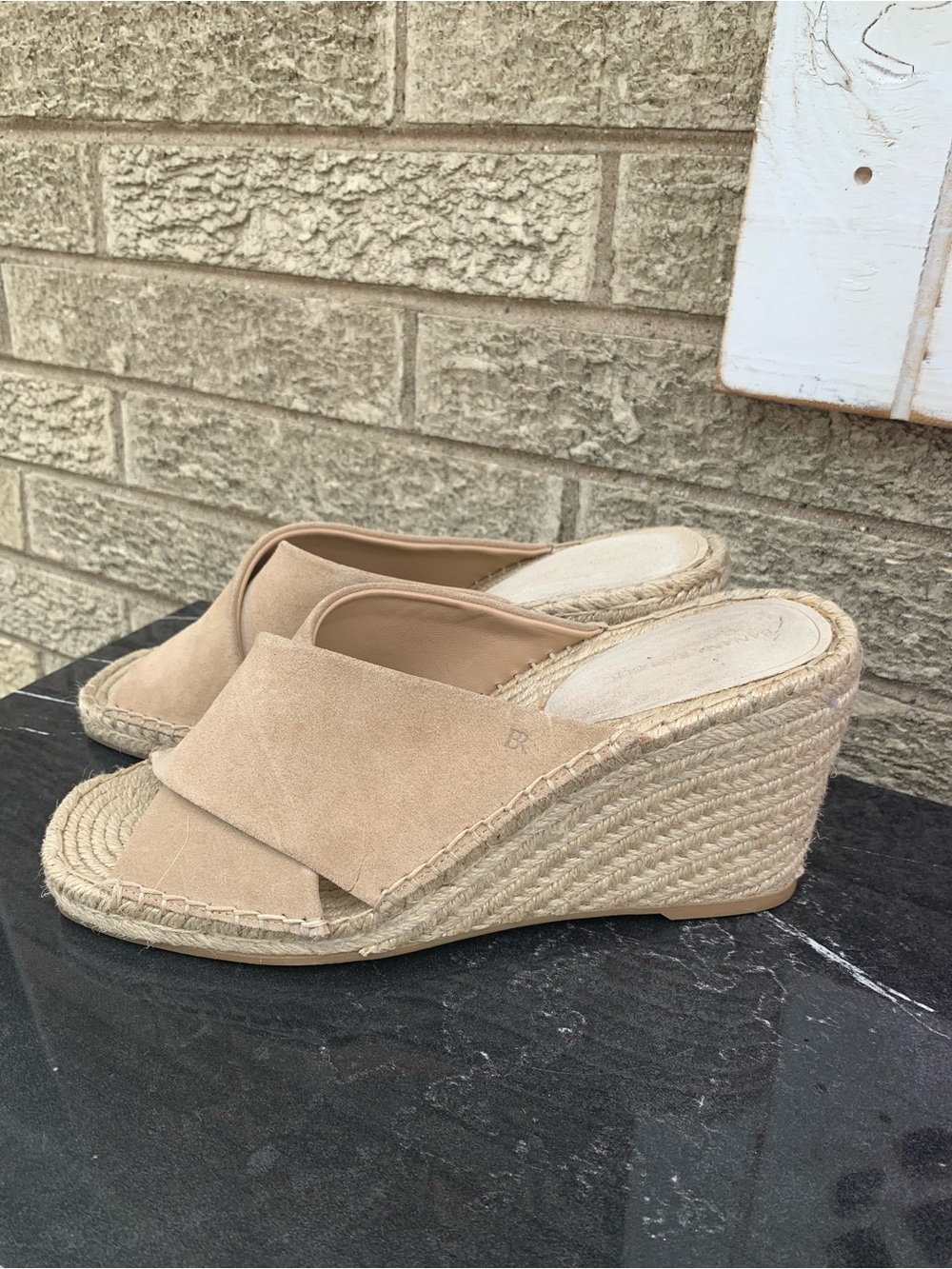 Banana Republic Espadrille Platform Wedge Slide Sandal beige Size 8.5